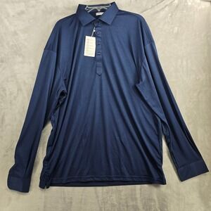 Collars & Co Mens Long Sleeve Dress Collar Polo Shirt 2X-Large Navy Blue